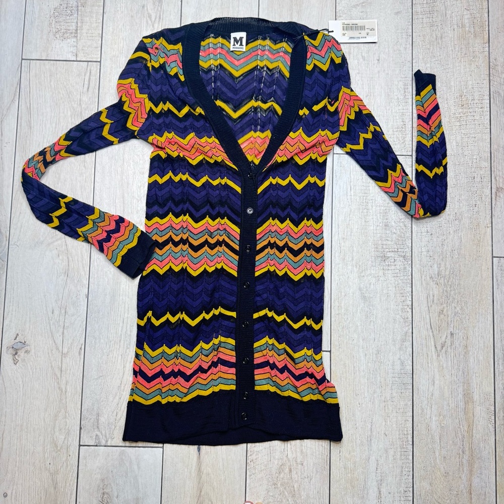 Missoni Multicolor Knit Button Down Long Sweater - image 3